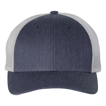 Richardson 115 low profile hats available for sale at RQC Supply Canada an arts and craft store located in Woodstock, Ontario showing showing heather navy silver style