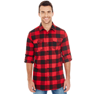 8210 Burnside Red and Black Flannel Long Sleeved Shirt sold by RQC Supply Canada