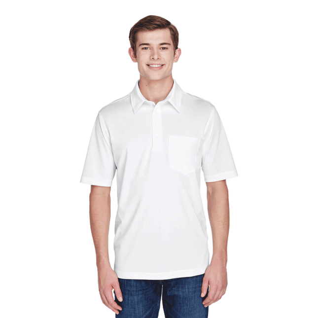 Mens White Polyester Polo Tshirts with Pocket sold by RQC Supply Canada located in Woodstock, Ontario