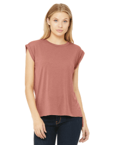 8804 Bella + Canvas Mauve Womens Flowy Rolled Cuffs Muscle Tshirts sold by RQC Supply Canada