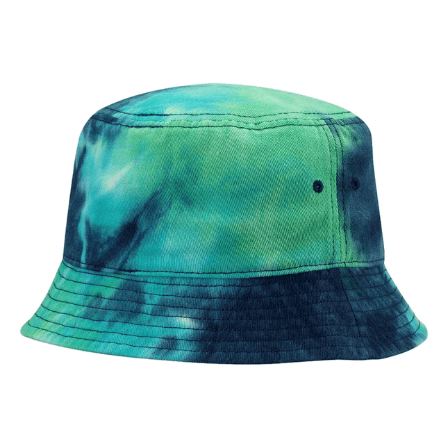 Tie Dyed Bucket Hats shown in green blue combo sold by RC Supply Canada located in Woodstock, Ontario