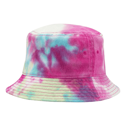 Tie Dyed Bucket Hats shown in pink blue combo sold by RC Supply Canada located in Woodstock, Ontario