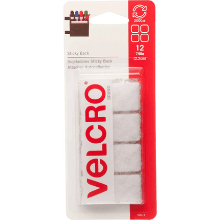 Velcro Sticky Back squares sold by RQC Supply Canada an arts and craft store located in Woodstock, Ontario showing white velcro tape