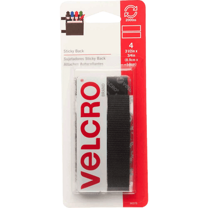 Velcro Sticky Back strips sold by RQC Supply Canada an arts and craft store located in Woodstock, Ontario showing black velcro tape