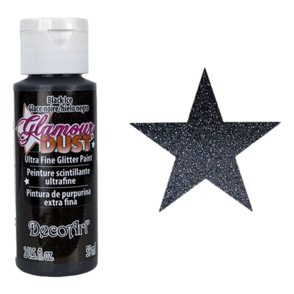 Black Glitter Glamour Dust Ultra Fine Glitter Paint made by DecoArt sold by RQC Supply Canada