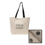 Canvas Cotton Tote - Blank Black/Natural with Magnetic Closure