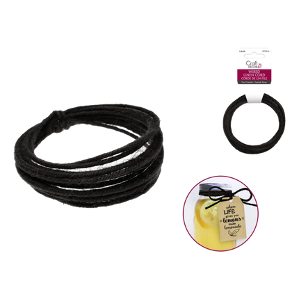 Black Wired Linen Cord sold by RQC Supply Canada