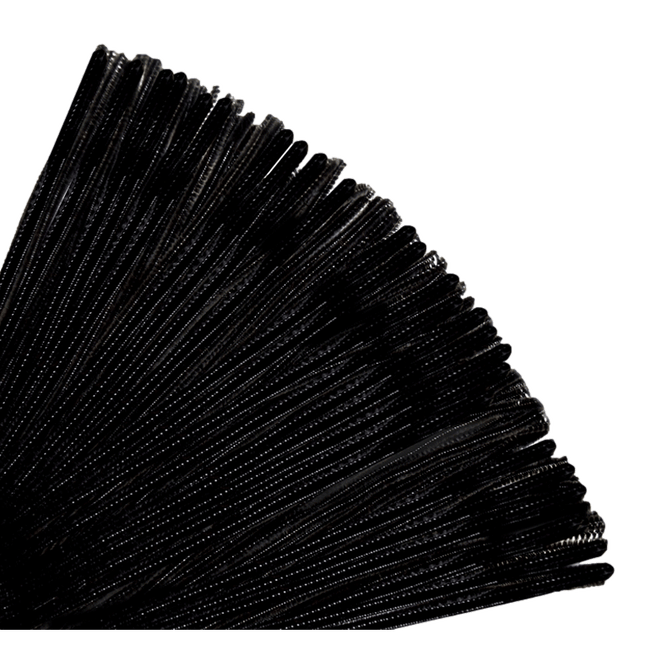 Chenille Stems bulk pack of 100 sold by RQC Supply Canada located in Woodstock, Ontario. Shown in Black Colour