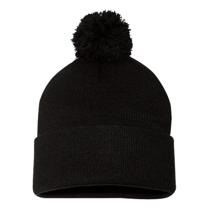 12" Pom Pom Hats now stocked at RQC Supply Canada located in Woodstock, Ontario sell the colour selection instore or online shown in black colour