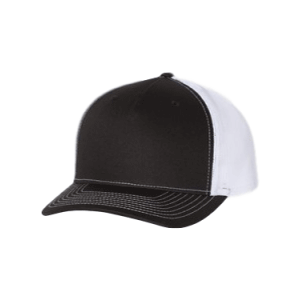 Black and White 5 Panel Richardson Trucker Hat sold by RQC Supply Canada