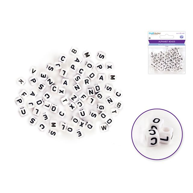 Black and White alphabet beads sold by RQC Supply Canada