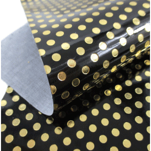 Gold and Black Polka Dot Faux Leather Sheets