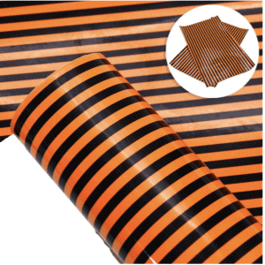 Fluorescent Orange Neon Stripe Faux Leather Sheets sold by RQC Supply Canada