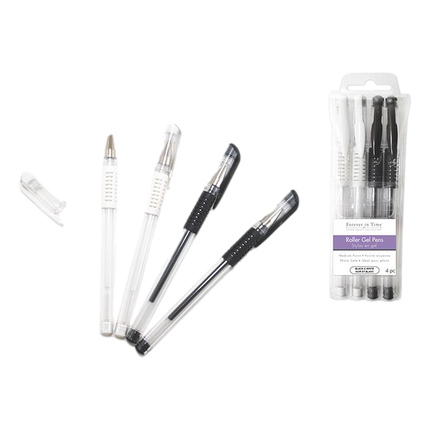 Black and White Gel Pens made by Forever in Time and sold by RQC Supply Canada