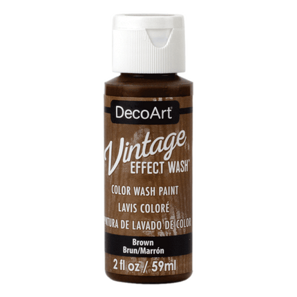 Decoart Vintage Effect Colour Wash Paint sold by RQC Supply Canada located in Woodstock, Ontario shown in brown colour