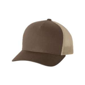 Brown/Khaki Adult Poly-cotton Yupoong five panel retro baseball hats sold by RQC Supply Canada