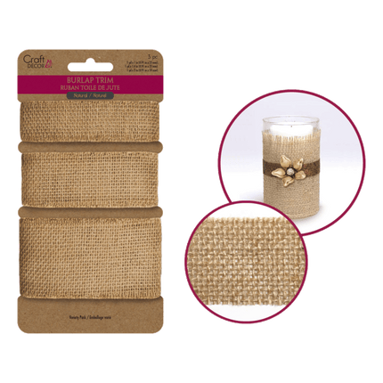 Craft Decor Burlap Trim Ribbons sold in a variety pack by RQC Supply Canada