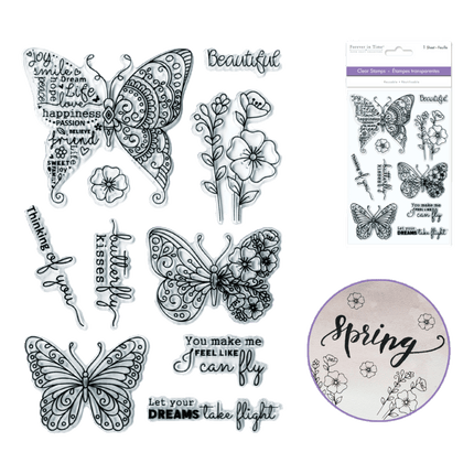 Forever in Time: Butterfly Kisses Clear Stamps sold by RQC Supply Canada