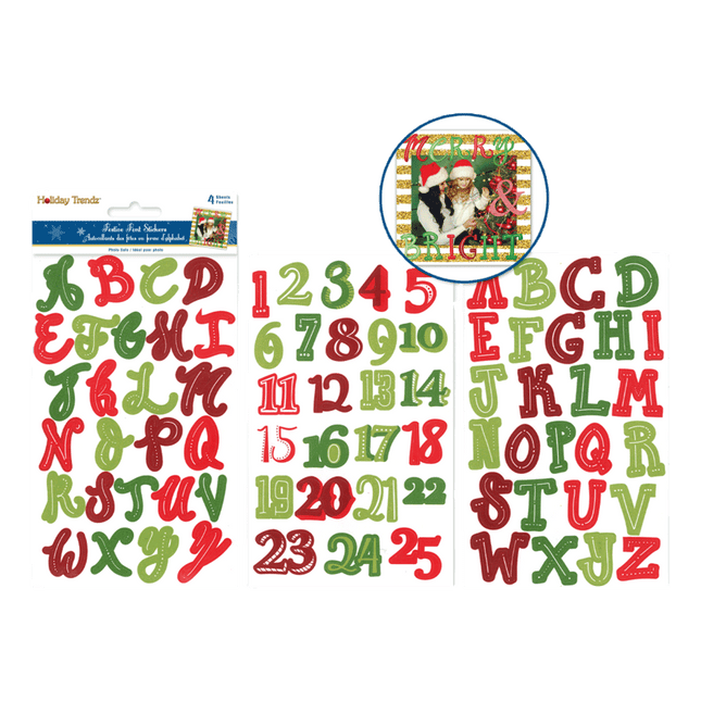 Christmas Holiday Font Numeral Scrapbooking Stickers sold by RQC Supply Canada located in Woodstock, Ontario