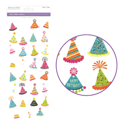 Clear Party Hat Scrapbooking Stickers sold by RQC Supply Canada located in Woodstock, Ontario