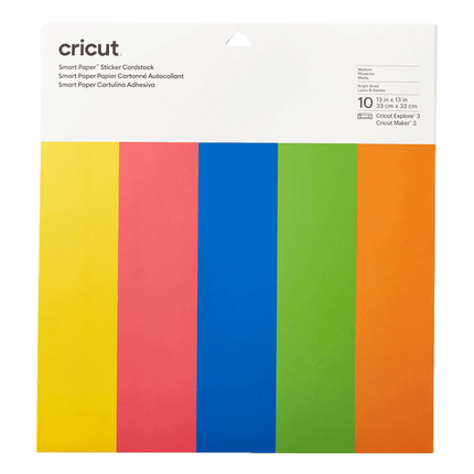 Cricut Smart Paper Sticker Cardstock. All available colours shown in Bright Bows, sold by RQC Supply Canada.