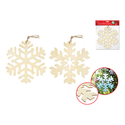DIY 8" Snowflake Ornament 2pc with Jute Cord by Holiday Wood. Sold by RQC Supply Canada.