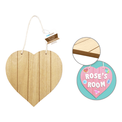 DIY Slat - Wall Hanger Plaques with Nautical Rope by Wood Craft, shown in heart shape. Sold by RQC Supply Canada.
