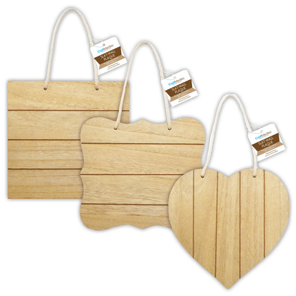 DIY Slat - Wall Hanger Plaques with Nautical Rope by Wood Craft, shown in all available shapes. Sold by RQC Supply Canada.