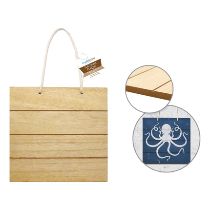 DIY Slat - Wall Hanger Plaques with Nautical Rope by Wood Craft, shown in square shape. Sold by RQC Supply Canada.