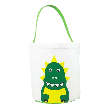 Easter Bags sold by RQC Supply Canada an arts and craft hobby store located in Woodstock, Ontario showing dinosaur style basket