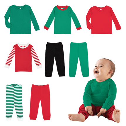 Family Pajamas - Infant PJ matching tops and pants in all available colours. Sold by RQC Supply.