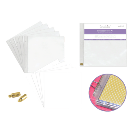 Scrapbook Refills: 12"x12" Pack 5 pages+sheet protectors and +2 extra posts - Forever in Time
