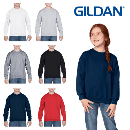 180B Youth Crew Neck Sweatshirt by Gildan. Shown in all available colours, sold by RQC Supply Canada.
