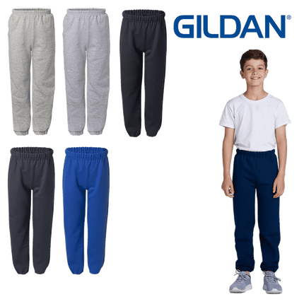 18200B Heavy Blend Youth Sweatpants by Gildan. Shown in all available colours, sold by RQC Supply Canada.