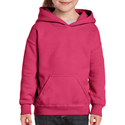 18500B Gildan Kids/Youth Hoodie. Shown in Heliconia, sold by RQC Supply Canada.