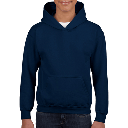 18500B Gildan Kids/Youth Hoodie. Shown in Navy Blue, sold by RQC Supply Canada.