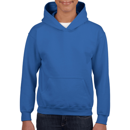 18500B Gildan Kids/Youth Hoodie. Shown in Royal Blue, sold by RQC Supply Canada.