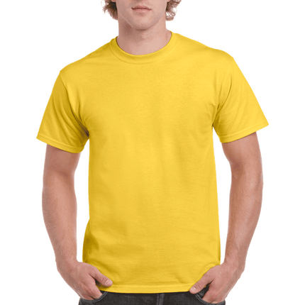 2000 Men's Adult Ultra Cotton Short Sleeve T-Shirt by Gildan. Shown in Daisy Yellow, sold by RQC Supply Canada.