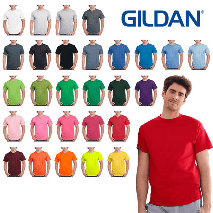 2000 Men's Adult Ultra Cotton Short Sleeve T-Shirt by Gildan.  Shown in all available colours, sold by RQC Supply Canada.