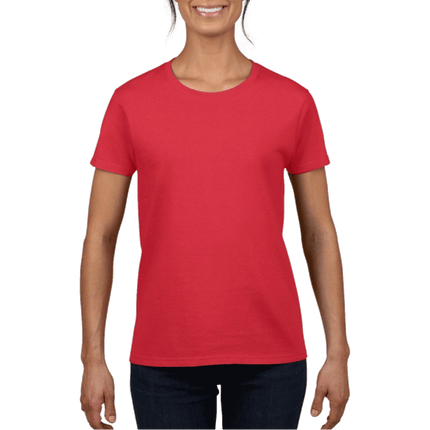 2000L Ladies Ultra Cotton Short Sleeve T-shirt by Gildan. Shown in Red, sold by RQC Supply Canada.