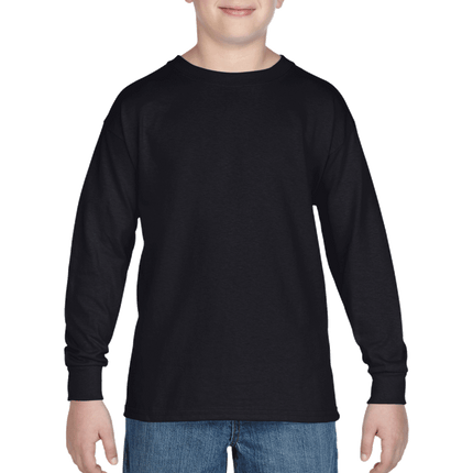 G540B Youth Heavy Cotton Long Sleeved T-Shirt. Shown in Black, sold by RQC Supply Canada.