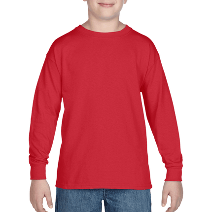 G540B Youth Heavy Cotton Long Sleeved T-Shirt. Shown in Red, sold by RQC Supply Canada.