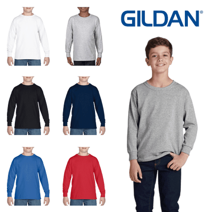 G540B Youth Heavy Cotton Long Sleeved T-Shirt. Shown in all available colours, sold by RQC Supply Canada.