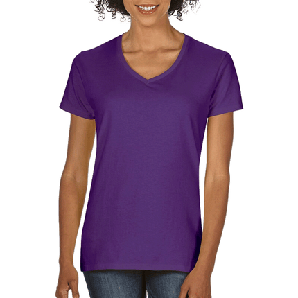 5V00L Ladies V Neck Heavy Cotton Short Sleeve T-shirt by Gildan. Shown in Purple, sold by RQC Supply Canada.