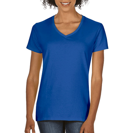 5V00L Ladies V Neck Heavy Cotton Short Sleeve T-shirt by Gildan. Shown in Royal, sold by RQC Supply Canada.