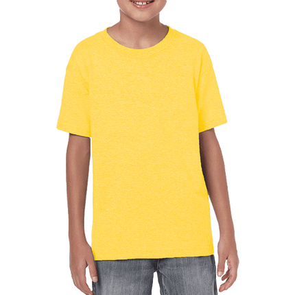 64500B Youth Softstyle Kids Short Sleeve T-Shirt by Gildan. Shown in Daisy Yellow, sold by RQC Supply Canada.