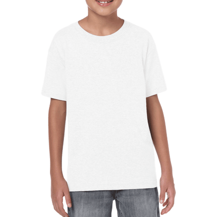64500B Youth Softstyle Kids Short Sleeve T-Shirt by Gildan. Shown in White, sold by RQC Supply Canada.