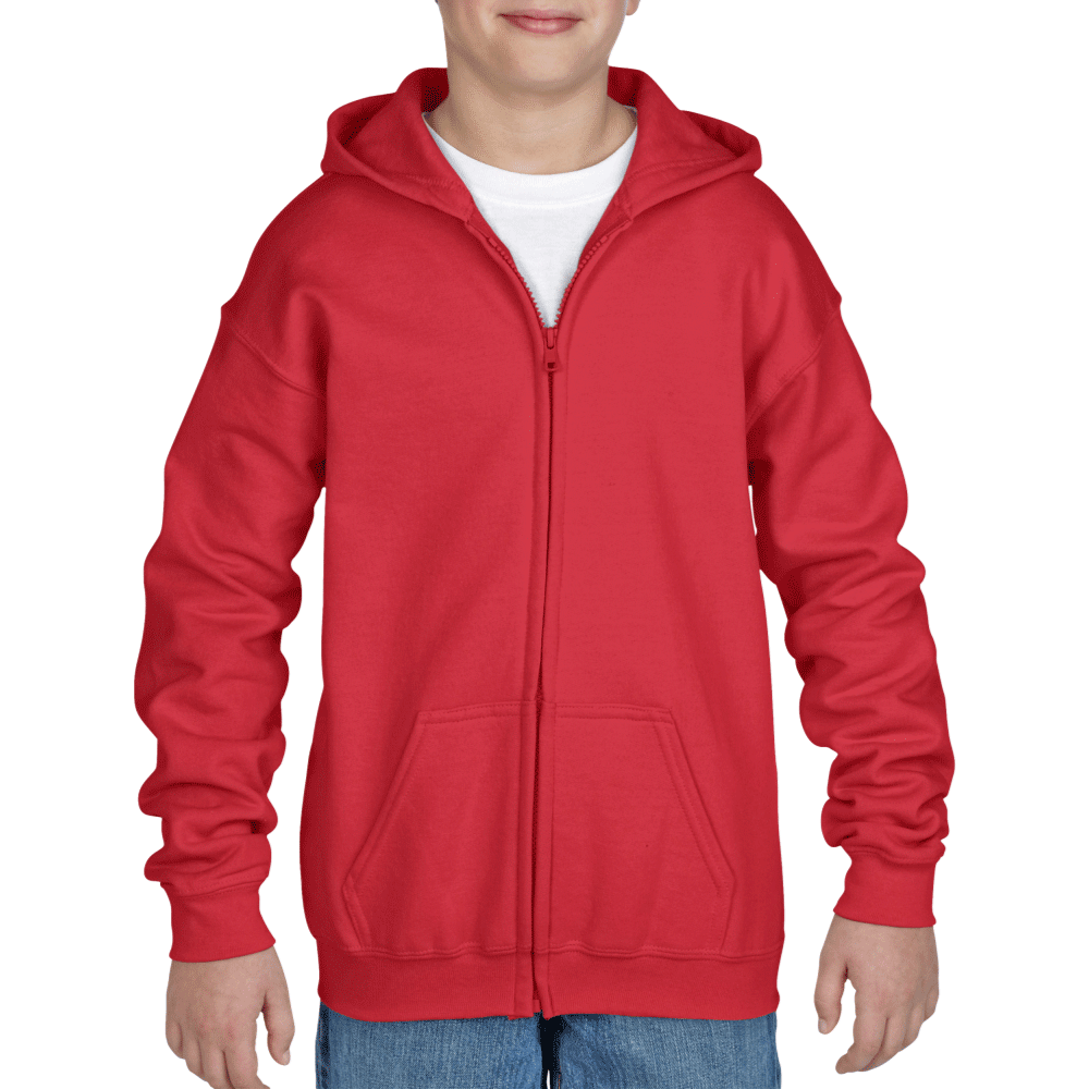 GILDAN G18600B YOUTH ZIPPERED HOODIE RED SOLD BY RQC SUPPLY CANADA
