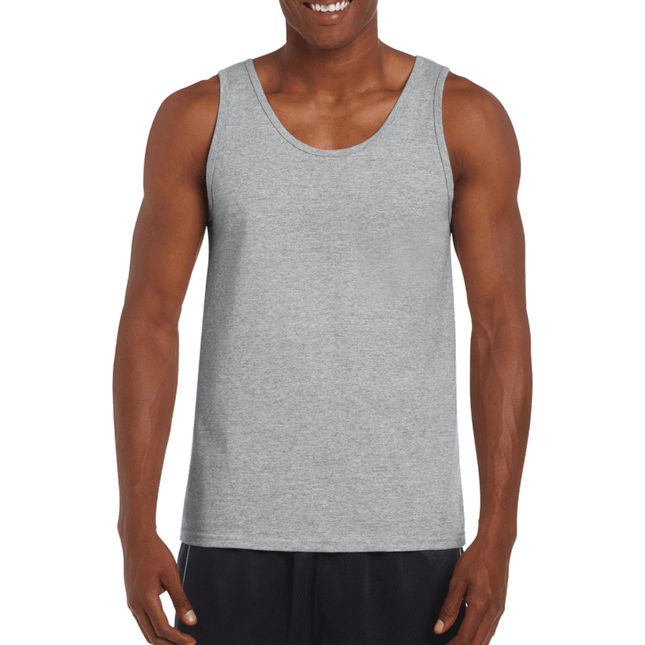 G220 Mens Ultra Cotton Tank Top / Undershirt by Gildan. Shown in Sport Grey, sold by RQC Supply Canada.