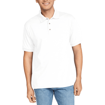 8800 Men's Polo Shirt Dry Blend Jersey Sport Shirt by Gildan. Shown in White, sold by RQC Supply Canada.